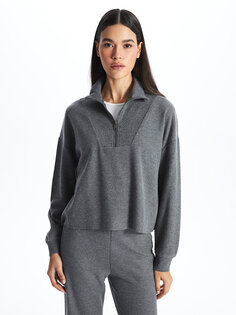 Простой женский вязаный свитер большого размера с высоким воротником и длинными рукавами LCW Vision