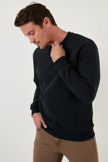 Хлопковый свитер Slim Fit с круглым вырезом 456201 Buratti, темно-синий