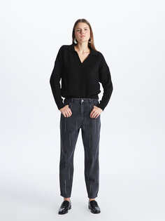 Женские джинсовые брюки Mom Fit LCWAIKIKI Basic, черный