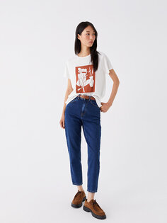 Женские джинсовые брюки Mom Fit с поясом на талии LCW Jeans, среднее индиго родео