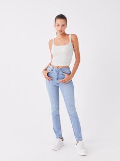 Женские джинсовые брюки прямого кроя с высокой талией XSIDE, светло-синий
