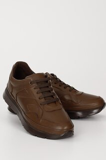TABA-BROWN Платиновые повседневные мужские кроссовки из натуральной кожи с круглым носком на шнуровке 42441 GÖNDERİ(R)