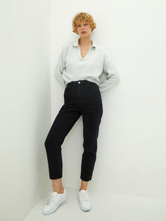 Женские джинсовые брюки прямого кроя с высокой талией и карманами LCW Jeans