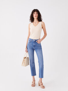 Женские джинсовые брюки прямого кроя с нормальной талией LCW Vision, светло-голубое родео