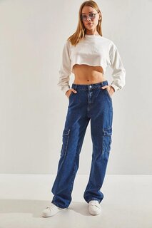 Женские джинсовые брюки-карго с карманами SHADE