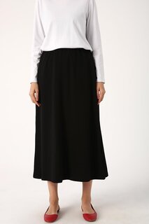 Черная длинная хлопковая юбка с разрезом на подкладке ALL DAY