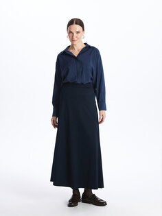 Прямая женская юбка А-образного кроя с эластичной резинкой на талии LCW Grace, темно-синий