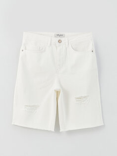 Женские джинсовые шорты стандартного кроя с рваными деталями LCW Jeans, от белого