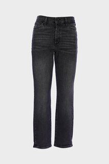 Антрацитовые узкие прямые джинсовые брюки с высокой талией и молнией C 4556-010 CROSS JEANS