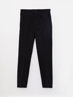Прямые женские брюки из габардина стандартного кроя с эластичной резинкой на талии LCW Casual, новый черный