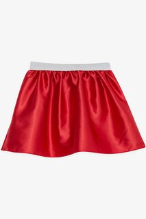 Атласная юбка для девочек с эластичным поясом, серебристо-красная (1–4 года) Breeze