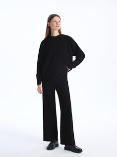 Прямые женские трикотажные брюки с широкими штанинами и эластичной резинкой на талии LCW Modest, новый черный