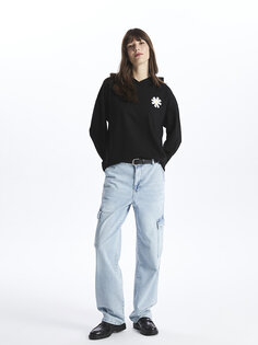 Прямые женские джинсовые брюки-карго LCW Modest, открытое индиго родео