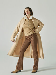 Прямые женские брюки широкого кроя с эластичной резинкой на талии XSIDE, коричневый