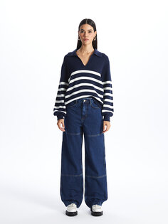 Прямые женские джинсовые брюки-карго LCW Jeans, открытое индиго родео