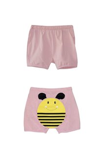 Пудрово-розовые шорты с принтом пчел для девочек Lovetti