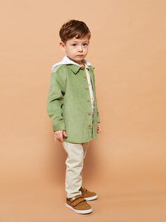 Базовая бархатная рубашка для маленьких мальчиков с капюшоном и длинными рукавами LCW baby, светло-зеленый