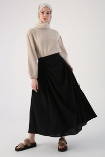 Черная расклешенная юбка из 100% хлопка с рюшами по бокам ALL DAY