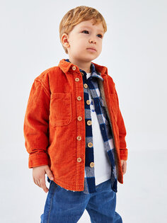Базовая бархатная рубашка для мальчика с длинными рукавами LCW baby, апельсин