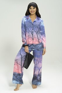 Атласный пижамный комплект из 5 предметов с природным узором FOR YOU MODA