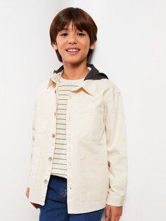 Базовая габардиновая куртка-рубашка для мальчиков с капюшоном и длинными рукавами LCW Kids