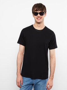 Базовая мужская футболка из чесаного хлопка с круглым вырезом и короткими рукавами LCW Casual, новый черный