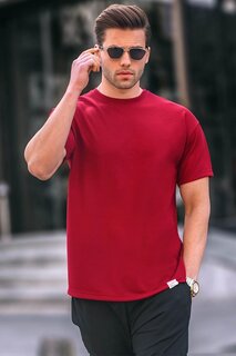 Базовая мужская футболка стандартного кроя бордово-красного цвета 6099 MADMEXT