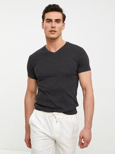 Базовая мужская футболка с V-образным вырезом и коротким рукавом LCWAIKIKI Basic