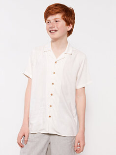 Базовая рубашка для мальчика с коротким рукавом LCW Kids, экрю