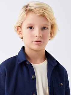 Базовая рубашка для мальчика с длинным рукавом LCW Kids, темно-синий