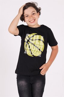 Черная футболка с короткими рукавами и принтом баскетбольного мяча для мальчика Zepkids