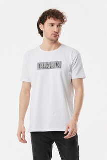 Черная футболка с круглым вырезом с принтом Fullamoda, белый