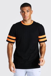 Черная футболка с круглым вырезом и украшенными рукавами 1KXE1-44752-02 XHAN