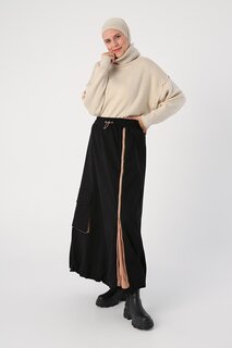 Черная хлопковая юбка-карго на молнии с контрастной тканой отделкой ALL DAY