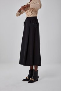 Черная юбка с карманами на пуговицах Mizalle