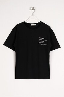 Черная футболка с принтом Timeless для мальчика Zepkids