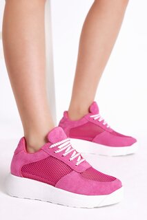 Женские кроссовки цвета фуксии с удобной посадкой и высокой подошвой из дышащей ткани на шнуровке TONNY BLACK