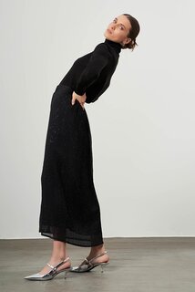 Черная юбка с блестками и складками Mizalle