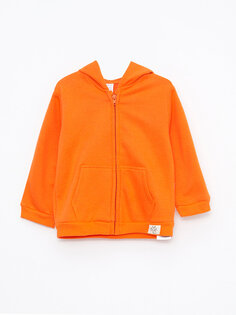 Базовая толстовка на молнии с капюшоном и длинными рукавами для маленьких девочек LCW baby, яркий оранжевый