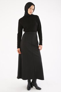 Черная юбка-трапеция с боковой молнией и вытачками ALL DAY