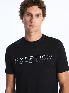 Мужская футболка из чесаного хлопка с круглым вырезом и коротким рукавом с принтом LCWAIKIKI Classic, новый черный