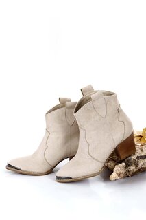 Женские повседневные ботинки Western Cowboy с острым носком на каблуке 32133 GÖNDERİ(R), норка