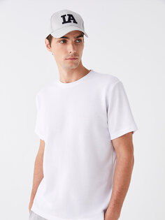 Мужская футболка из чесаного хлопка с круглым вырезом и короткими рукавами LCW Casual, буксе белый