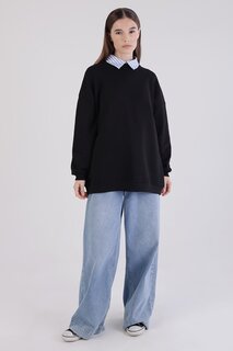 Черный базовый свитшот Oversize из трех ниток ALL DAY