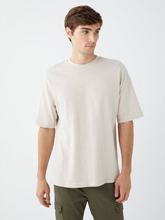 Мужская футболка из чесаного хлопка с круглым вырезом и короткими рукавами LCW Casual, бежевый