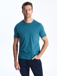 Мужская футболка из чесаного хлопка с круглым вырезом и короткими рукавами LCWAIKIKI Classic, масло