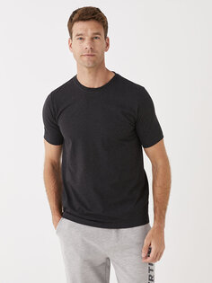 Мужская футболка из чесаного хлопка с круглым вырезом и короткими рукавами LCWAIKIKI Classic, антрацит меланж