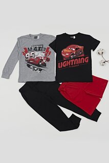 Черный комплект из 4 предметов: футболка, шорты, брюки с принтом McQueen For You Kids