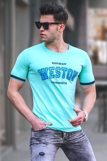 Мужская футболка мятно-зеленого цвета с принтом 4593 MADMEXT