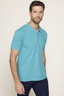 Мужская футболка поло с воротником поло, однотонная хлопковая футболка пике бирюзового цвета TUDORS, бирюзовый